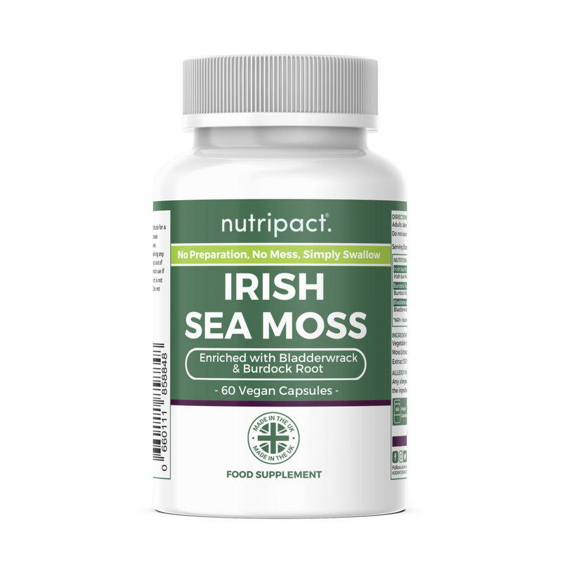 Nutripact Irish Sea Moss Capsules with Burdock & Bladderwrack – Thyroid & Immune Support – High Strength